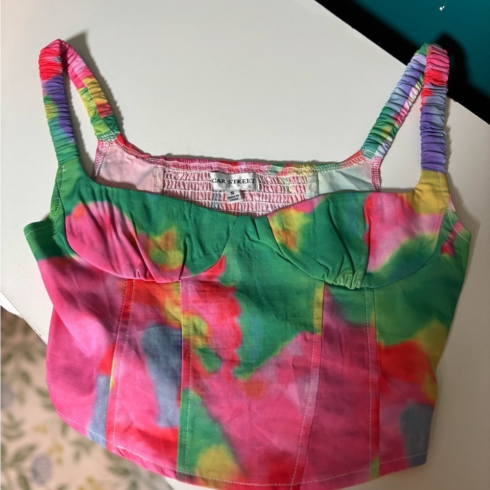Oscar Street Multicolor Tie-Dye Crop Top
